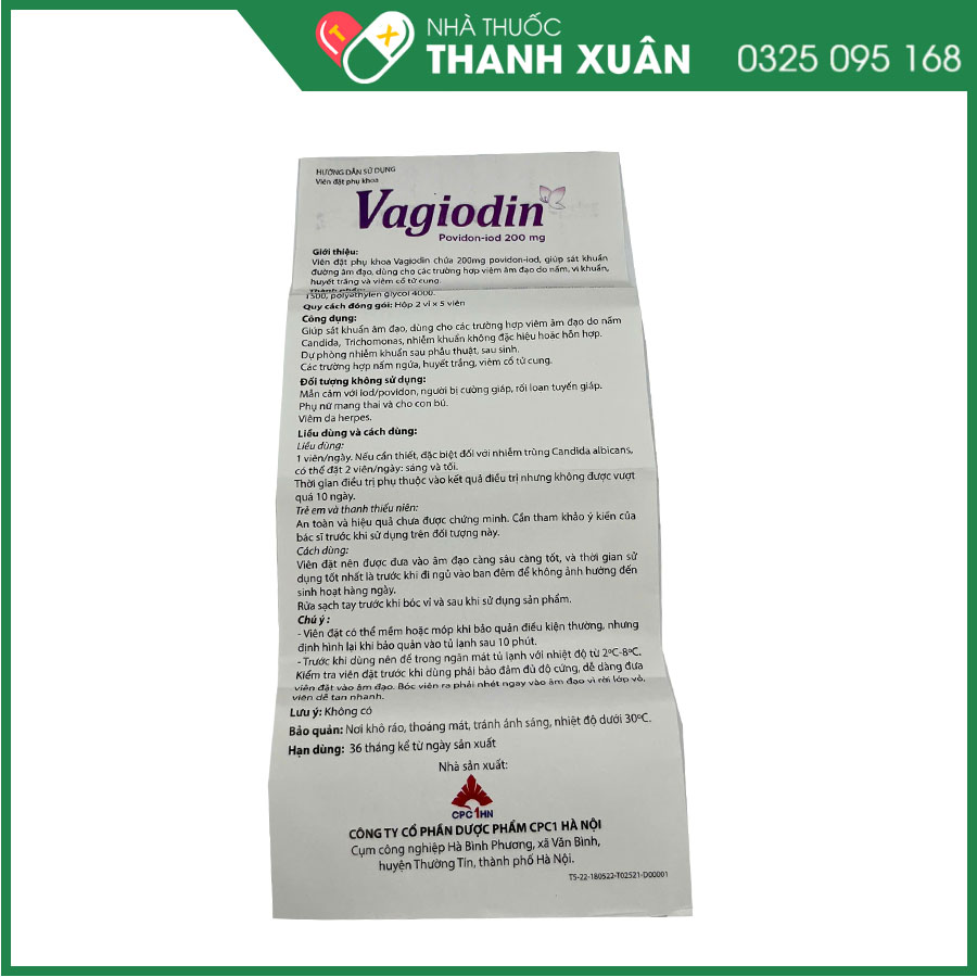 Viên đặt phụ khoa Vagiodin giảm nấm ngứa, huyết trắng, viêm cổ tử cung